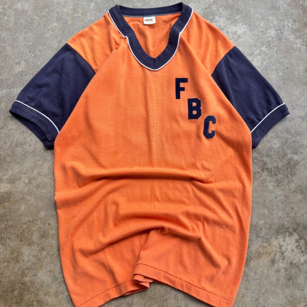 Vintage 70s 80s Russell Athletic Ringer Tee Single Stitch Orange Medium (h1) - Picture 2 of 8